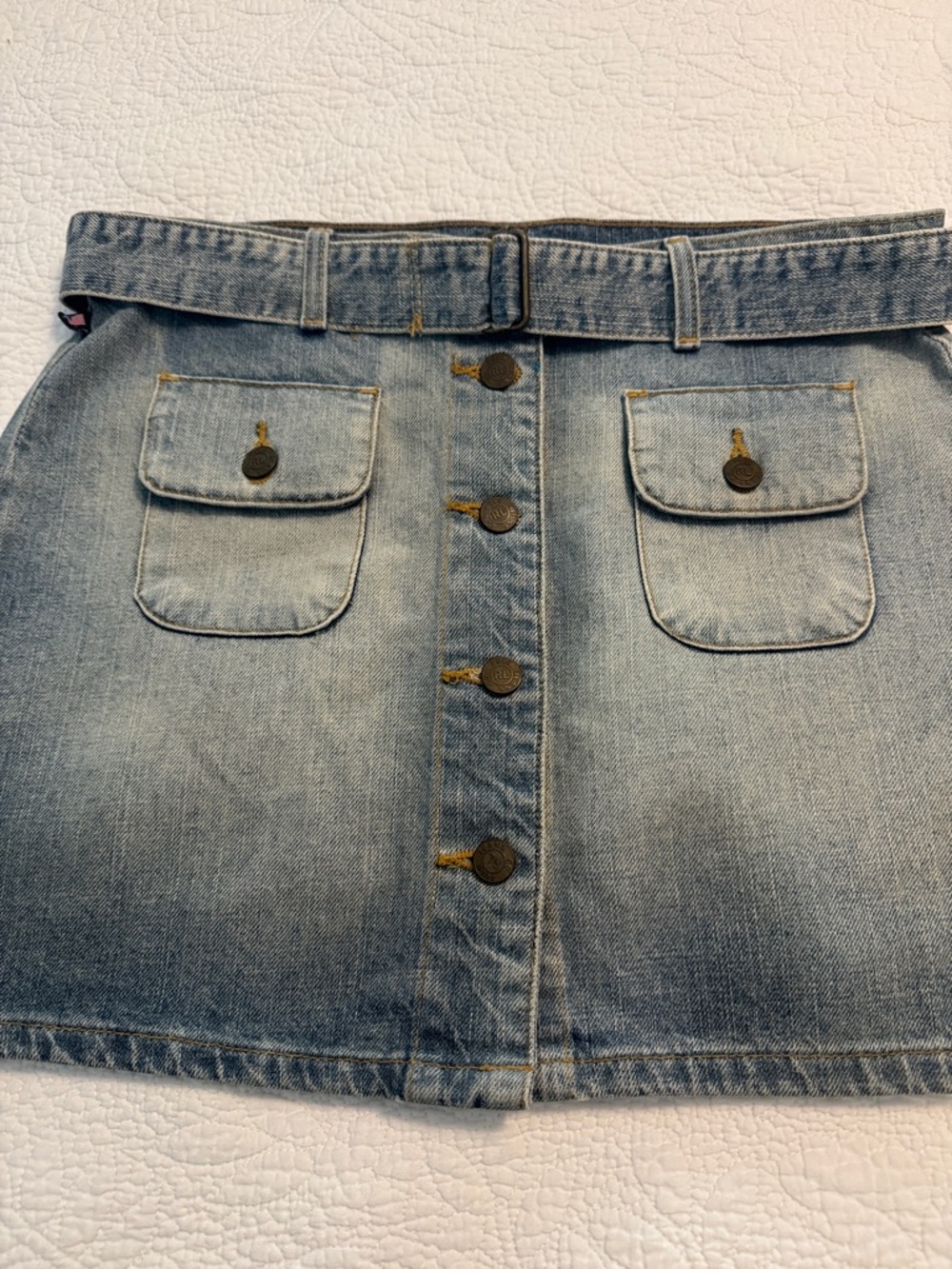 Polo by Ralph Lauren Light Blue Denim Button Mini Skirt